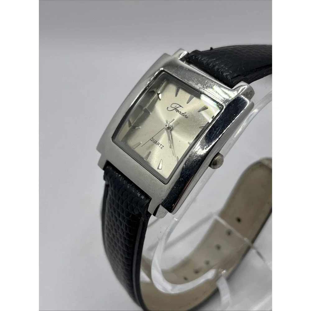 Frondini Women's Quartz Watch Swiss Parts Black Band Silver 31mm- New Battery